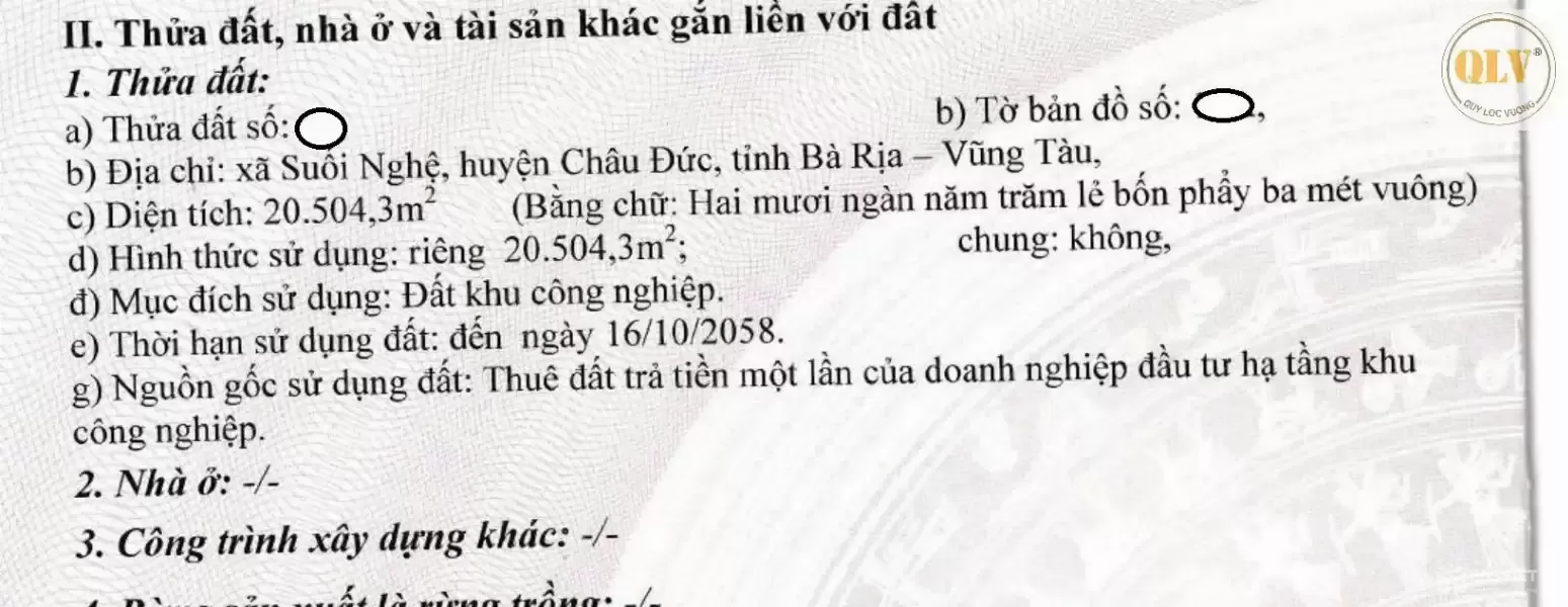 Bán nhà xưởng tại  Châu Đức, Bà Rịa Vũng Tàu 20.504 m² 