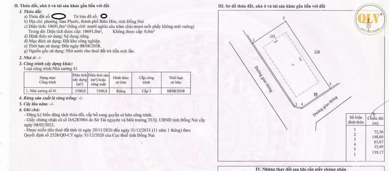 Bán nhà xưởng – KCN GIANG ĐIỀN, TRẢNG BOM, ĐỒNG NAI – 10.691m²