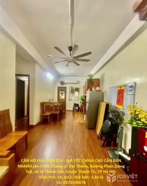 CĂN HỘ FULL TIỆN ÍCH - GIÁ TỐT CHÍNH CHỦ CẦN BÁN NHANH căn CT8b Chung cư Đại Thanh, h. Thanh Trì HN