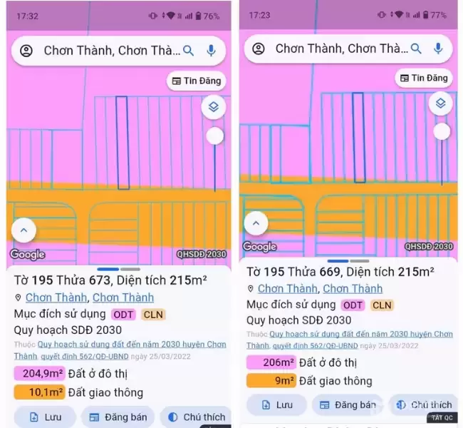 BÁN ĐẤT NỀN CHÍNH CHỦ - 2 LÔ LIỀN KỀ Tại QL13, KP2 P. Thành Tâm, TX Chơn Thành - Bình Phước