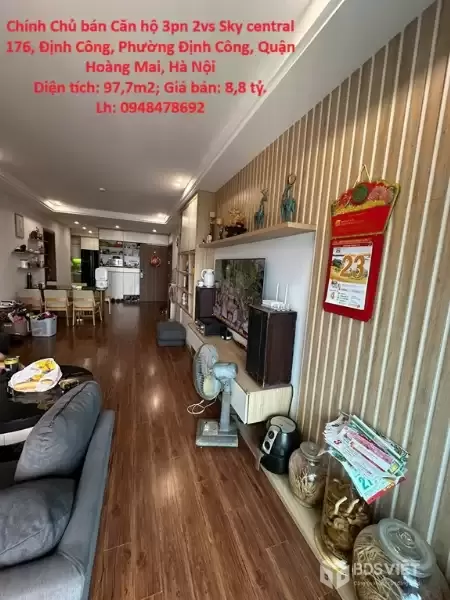 CĂN HỘ FULL TIỆN ÍCH- GIÁ TỐT Chính Chủ bán Căn hộ 3pn 2vs Sky central 176 Định Công,HN