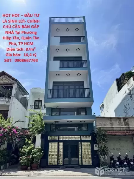 HOT HOT – ĐẦU TƯ LÀ SINH LỜI- CHÍNH CHỦ CẦN BÁN GẤP NHÀ Tại Phường Hiệp Tân, Quận Tân Phú, TP HCM