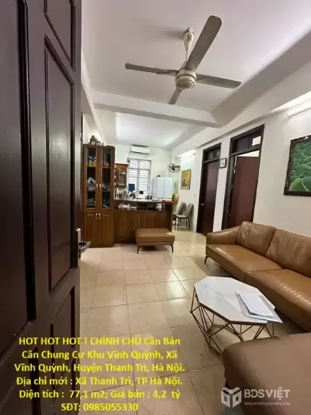 HOT HOT HOT ! CHÍNH CHỦ Cần Bán Căn Chung Cư Khu Vĩnh Quỳnh, Xã Vĩnh Quỳnh, Huyện Thanh Trì, Hà Nội.