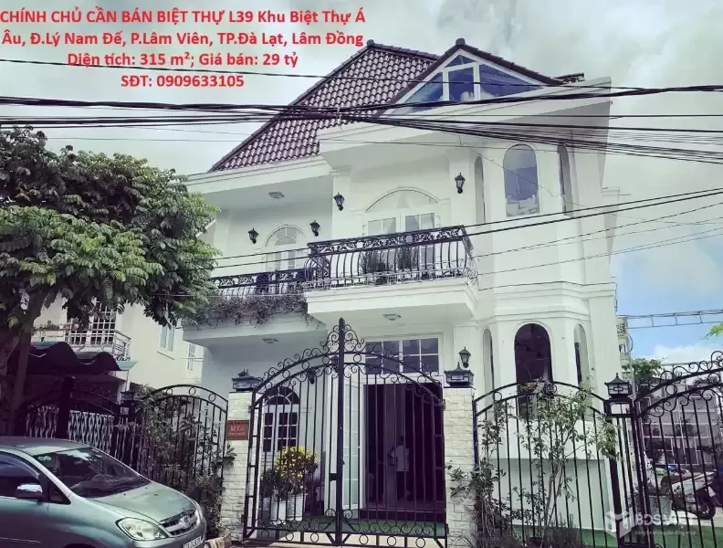 BIỆT THỰ ĐẸP–GIÁ TỐT –CHÍNH CHỦ CẦN BÁN BIỆT THỰ L39 Khu Biệt Thự Á Âu, Đ.Lý Nam Đế, P.Lâm Viên, TP.Đà Lạt, Lâm Đồng