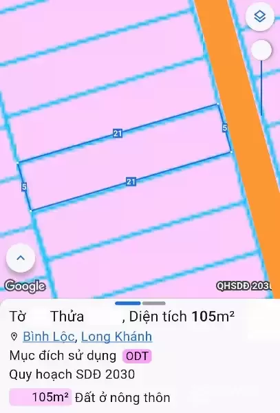 MẶT TIỀN BÊ TÔNG, CHỈ 216Tr/m , GẦN THCS LÊ A, KCN LONG KHÁNH, P. BÌNH LỘC, ĐN.