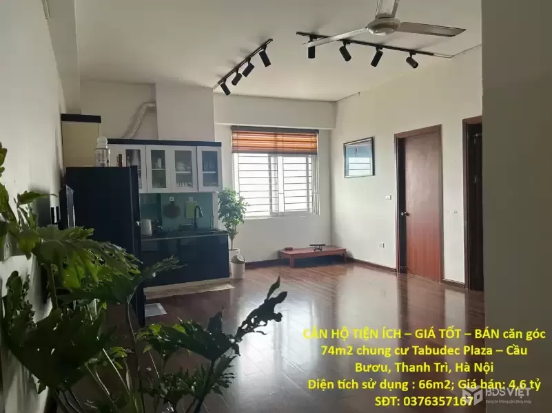 CĂN HỘ TIỆN ÍCH – GIÁ TỐT – BÁN căn góc 74m2 chung cư Tabudec Plaza – Cầu Bươu, Thanh Trì, Hà Nội