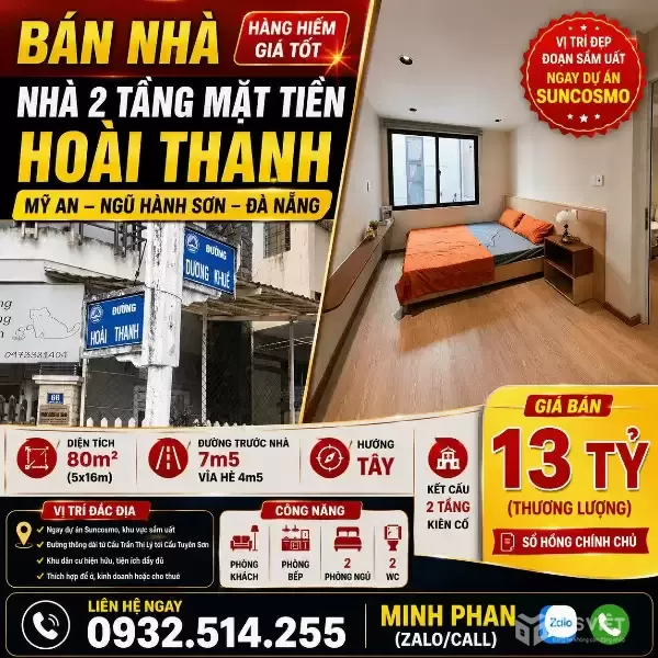 Chính chủ cần bán nhà Hoài Thanh - Chưa Qua Đầu Tư - Mỹ An Ngũ Hành Sơn - Giá Rẻ