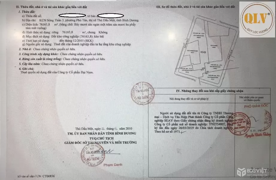 Bán / cho thuê đất công nghiệp – KCN Sóng Thần 3, Thủ Dầu Một, Bình Dương – 76.163m²