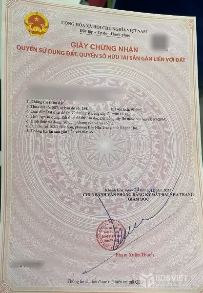 BÁN NHANH LÔ ĐẤT GẦN BIỂN HẺM BẮC SƠN - BẮC NHA TRANG