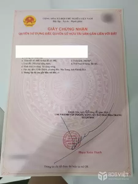 BÁN NHANH LÔ ĐẤT ĐƯỜNG Ô TÔ KHU DÂN CƯ VĨNH THÀNH - BẮC NHA TRANG