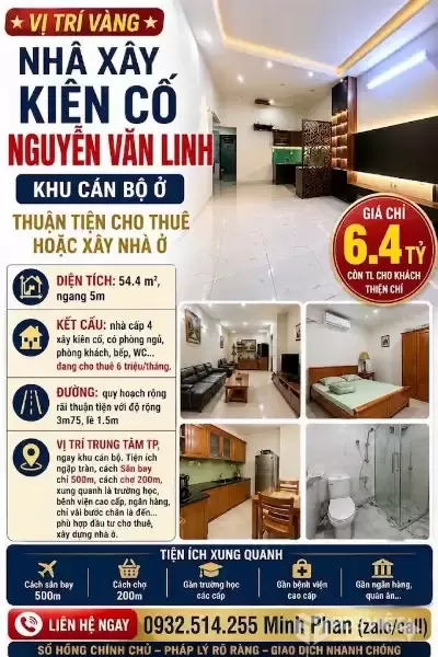 Bán Nhà Nguyễn Văn Linh - Trung Tâm Đà Nẵng - Vị Trí Vàng - Đường Ô tô -  Có Lề - Giá Chỉ 6 tỷ xxx