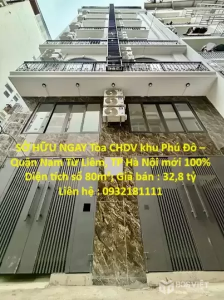 SỞ HỮU NGAY Tòa CHDV khu Phú Đô – Quận Nam Từ Liêm, TP Hà Nội mới 100%