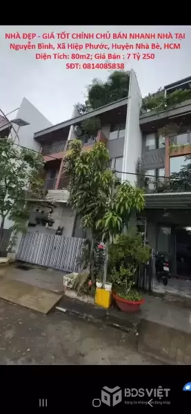 NHÀ ĐẸP - GIÁ TỐT CHÍNH CHỦ BÁN NHANH NHÀ TẠI  Nguyễn Bình, Xã Hiệp Phước, Huyện Nhà Bè, HCM