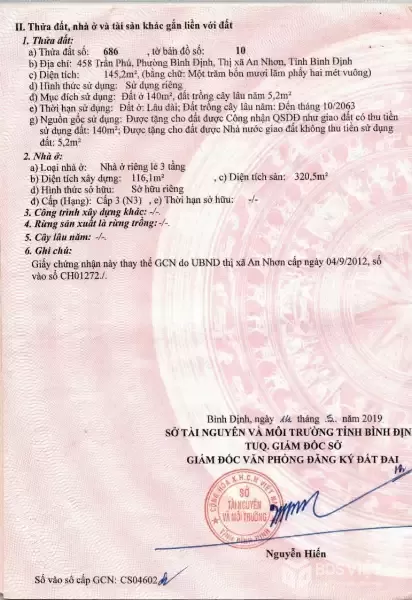 NHÀ ĐẸP – GIÁ TỐT CẦN BÁN CĂN NHÀ tại 458 Trần Phú, Phường Bình Định, Thị xã An Nhơn, Bình Định